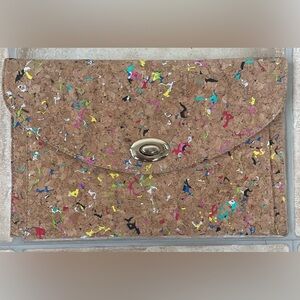 Street Level Cork Color Splash / Paint Splash Clutch Purse, 12.5”x 8” 100% cork.